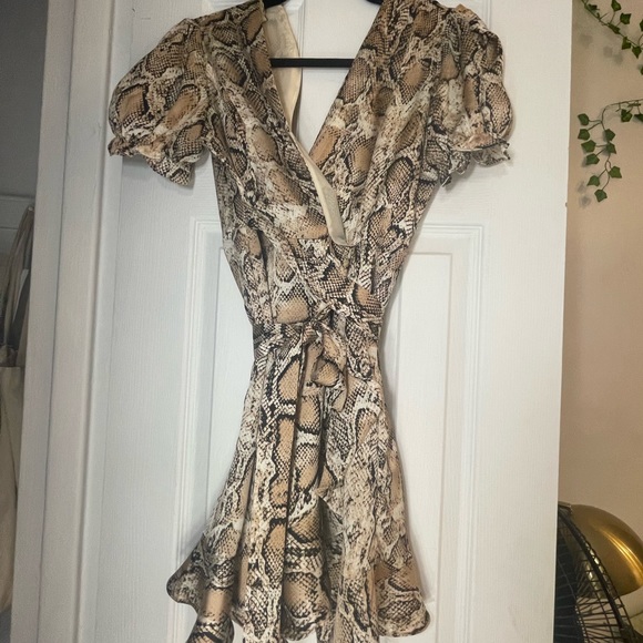 Snake skin print faux wrap dress - Picture 1 of 7